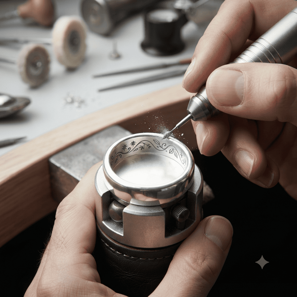 cómo grabar una frase corta en un anillo de plata