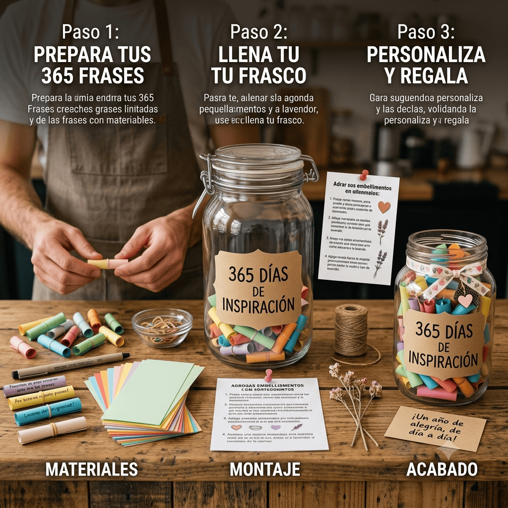 cómo hacer un frasco de vidrio con 365 frases